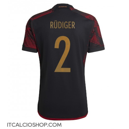 Germania Antonio Rudiger #2 Seconda Maglia Mondiali 2022 Manica Corta